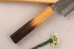 Couteau nakiri 17cm japonais artisanal Wusaki Yaketa VG10 damas chêne brûlé