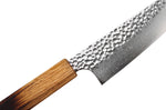 Couteau santoku 17cm japonais artisanal Wusaki Yaketa VG10 damas chêne brûlé