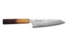 Couteau santoku 17cm japonais artisanal Wusaki Yaketa VG10 damas chêne brûlé