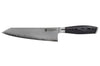 Couteau bunka 20cm Hakami Ajisai lame San Maï manche pakkawood noir et gris