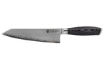 Couteau bunka 20cm Hakami Ajisai lame San Maï manche pakkawood noir et gris