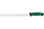 Couteau à saumon professionnel SANELLI Premana lame alvéolée 31cm manche vert