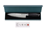 Couteau de chef 20cm Hakami Ajisai lame San Maï manche pakkawood noir et gris