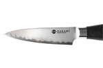 Couteau d'office 9cm Hakami Ajisai lame San Maï manche pakkawood noir et gris