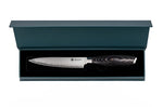 Couteau universel 12cm Hakami Ajisai lame San Maï manche pakkawood noir et gris