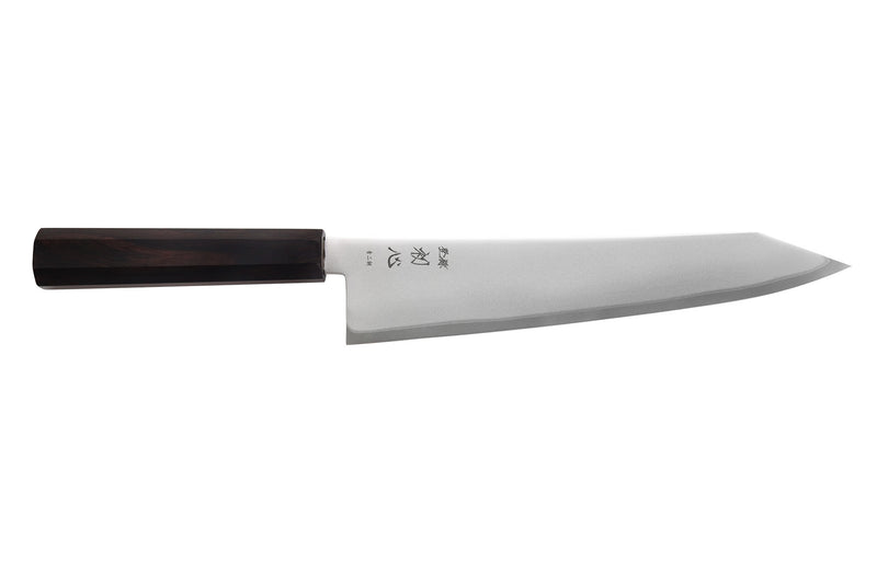 Couteau de chef gyuto kiritsuke 24cm japonais artisanal Hatsukokoro Kaijin BS2 ébène