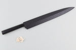 Couteau fuguhiki 33cm Sakai Takayuki BS2 Honyaki poli miroir en ébène et saya en magnolia noir