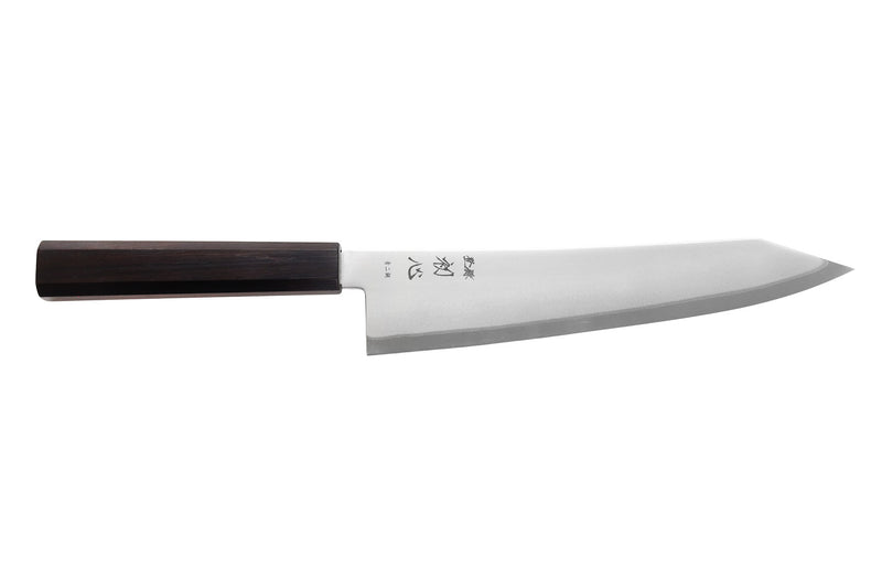 Couteau de chef gyuto kiritsuke 22cm japonais artisanal Hatsukokoro Kaijin BS2 ébène