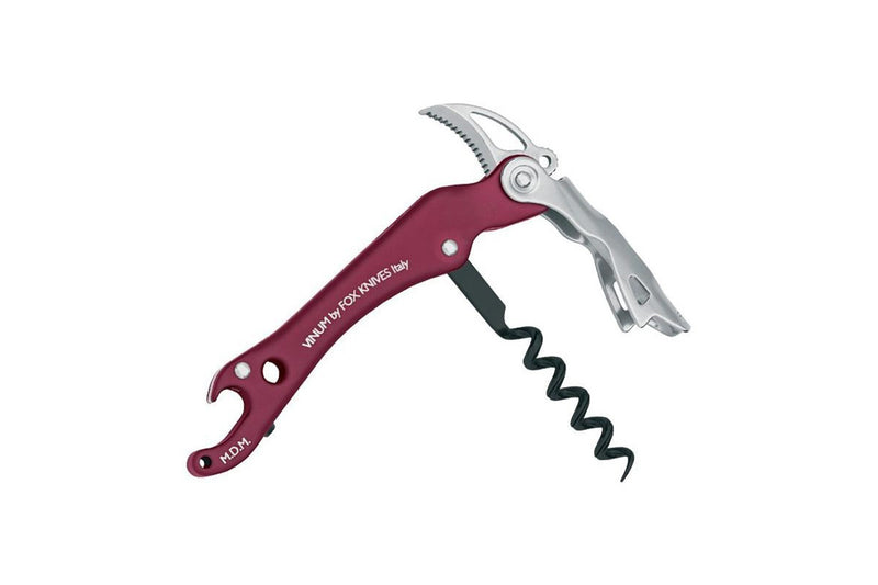 Tire bouchon VINUM Fox Knives 12cm alu anodisé bordeaux