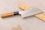 Couteau nakiri kiritsuke 17cm japonais artisanal Nigara Hamono Migaki Tsuchime SG2 teck