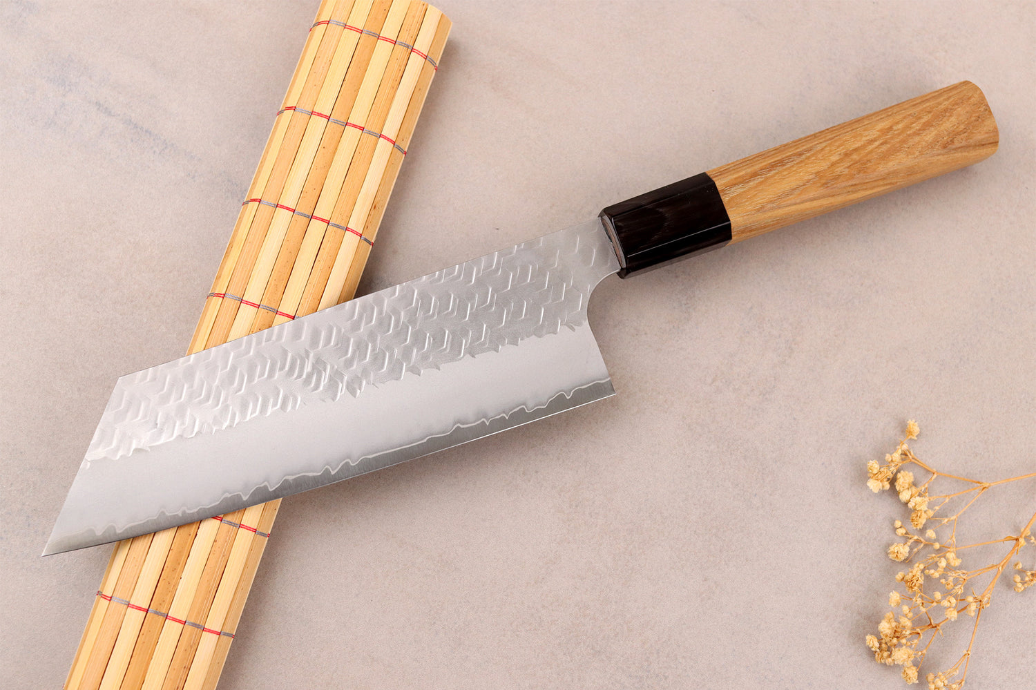 Couteau nakiri kiritsuke 17cm japonais artisanal Nigara Hamono Migaki Tsuchime SG2 teck