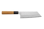 Couteau nakiri kiritsuke 17cm japonais artisanal Nigara Hamono Migaki Tsuchime SG2 teck