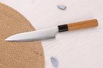 Couteau universel 14cm japonais artisanal Hatsukokoro Chromax manche en teck