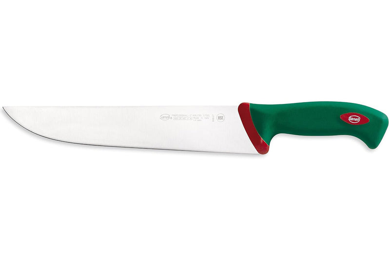 Couteau de boucher professionnel SANELLI Premana lame 27cm manche vert