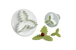 Jeu de 2 découpoirs + poussoirs feuille de houx triple Ø 22 et 45mm