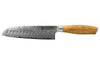 Couteau santoku alvéolé 18cm Hakami Tsubaki lame damas manche en olivier