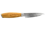 Couteau d'office 9cm Hakami Tsubaki lame damas manche en olivier