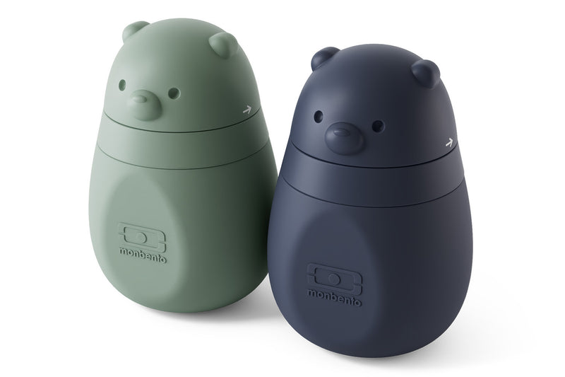 Set 2 gourdes à compote Monbento Yummy réutilisables pour bébés et enfants vert & bleu