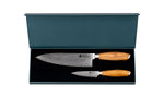 Coffret 2 couteaux Hakami Tsubaki lame damas office + chef