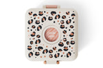 Boîte à sandwich enfant Monbento Snacky avec couverts rose léopard