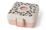 Boîte à sandwich enfant Monbento Snacky avec couverts rose léopard