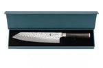 Couteau bunka 20cm Hakami Sakura lame martelée et manche pakkawood marron