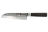 Couteau santoku 18cm Hakami Sakura lame martelée et manche pakkawood marron