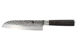 Couteau santoku 18cm Hakami Sakura lame martelée et manche pakkawood marron