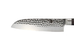 Couteau santoku 18cm Hakami Sakura lame martelée et manche pakkawood marron