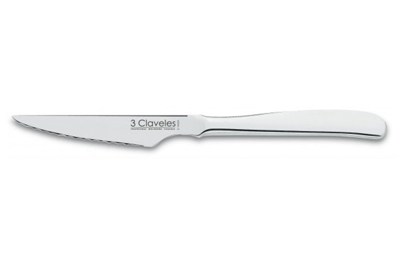 Couteau de table 3 Claveles tout acier lame dentelée 11cm