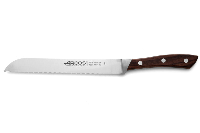 Couteau à pain forgé Arcos Natura dentelé 20cm palissandre