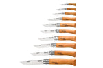 Coffret en bois 10 couteaux Opinel Tradition Carbone manches hêtre