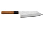 Couteau bunka 17cm japonais artisanal Nigara Hamono Migaki Tsuchime SG2 teck