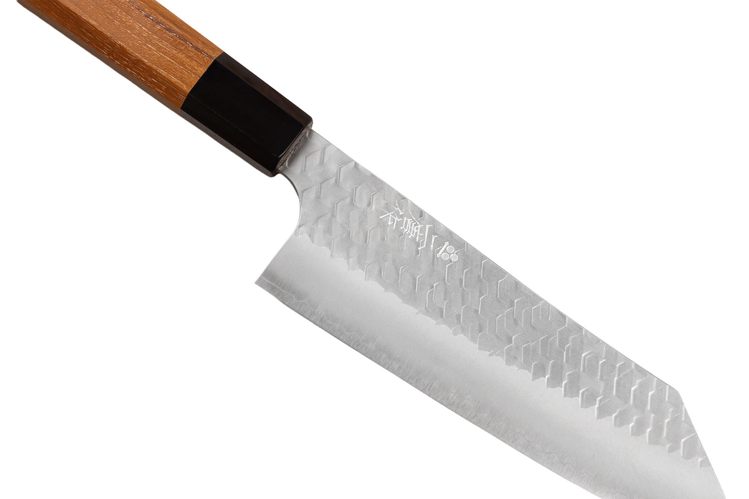 Couteau bunka 17cm japonais artisanal Nigara Hamono Migaki Tsuchime SG2 teck