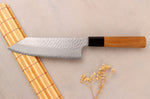 Couteau bunka 17cm japonais artisanal Nigara Hamono Migaki Tsuchime SG2 teck