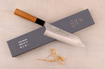 Couteau bunka 17cm japonais artisanal Nigara Hamono Migaki Tsuchime SG2 teck