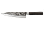 Couteau de chef 20cm Hakami Sakura lame martelée et manche pakkawood marron
