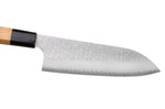 Couteau santoku 17cm japonais artisanal Nigara Hamono Migaki Tsuchime SG2 teck