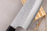 Couteau santoku 17cm japonais artisanal Nigara Hamono Migaki Tsuchime SG2 teck