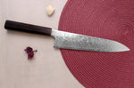 Couteau de chef 21cm japonais artisanal Hatsukokoro Ginga ATS-34 Damas ébène