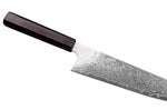 Couteau de chef 21cm japonais artisanal Hatsukokoro Ginga ATS-34 Damas ébène
