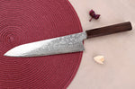 Couteau de chef 21cm japonais artisanal Hatsukokoro Ginga ATS-34 Damas ébène