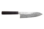 Couteau santoku 18cm japonais artisanal Hatsukokoro Ginga ATS-34 Damas ébène
