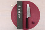 Couteau santoku 18cm japonais artisanal Hatsukokoro Ginga ATS-34 Damas ébène
