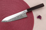 Couteau santoku 18cm japonais artisanal Hatsukokoro Ginga ATS-34 Damas ébène