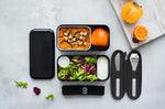 Set couverts nomades Monbento Slim Nest noir avec étui de rangement