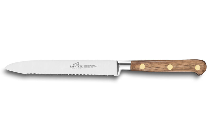 Couteau à tomates forgé Sabatier Perigord dentelé 12cm manche en noyer