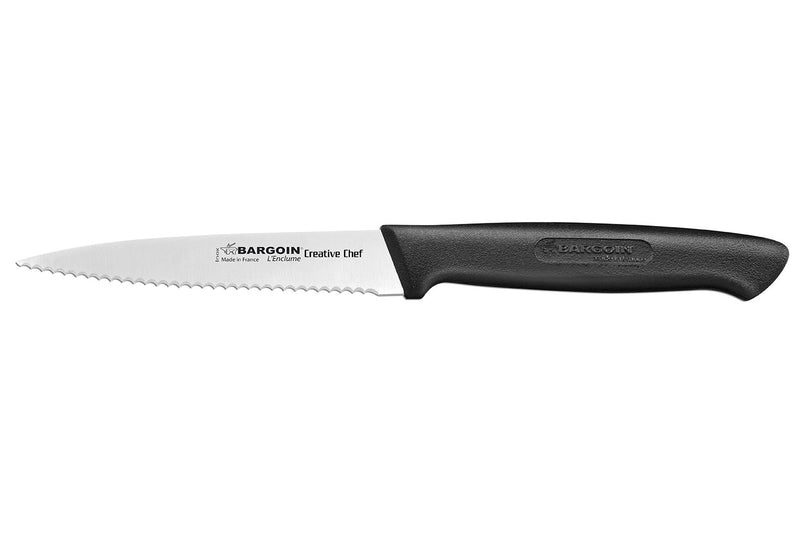 Couteau d'office Bargoin Creative Chef lame dentelée 10cm manche surmoulé noir