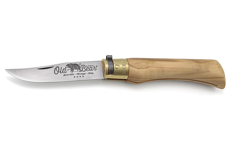 Couteau artisanal Old Bear L lame inox 9cm manche olivier avec virole