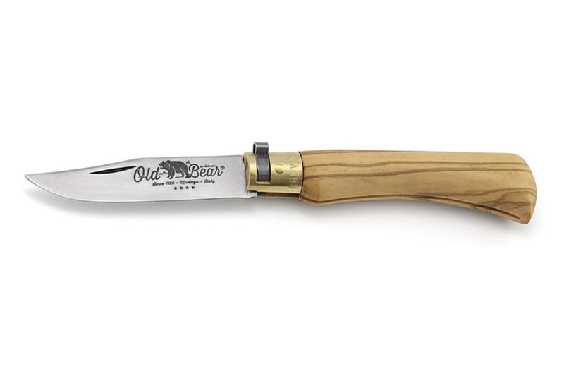 Couteau artisanal Old Bear M lame inox 8cm manche olivier avec virole